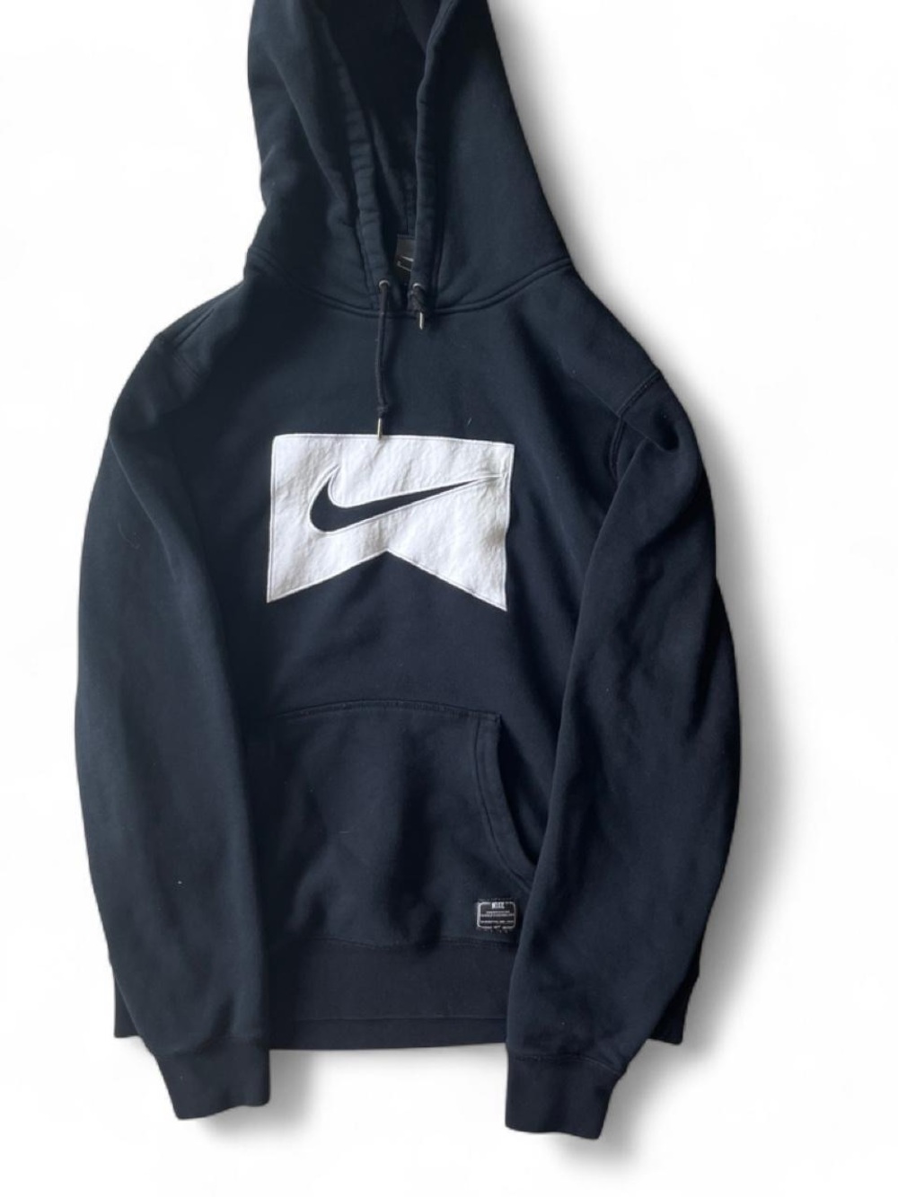 Vintage y2k Nike Black Hoodie with White Swoosh Patch